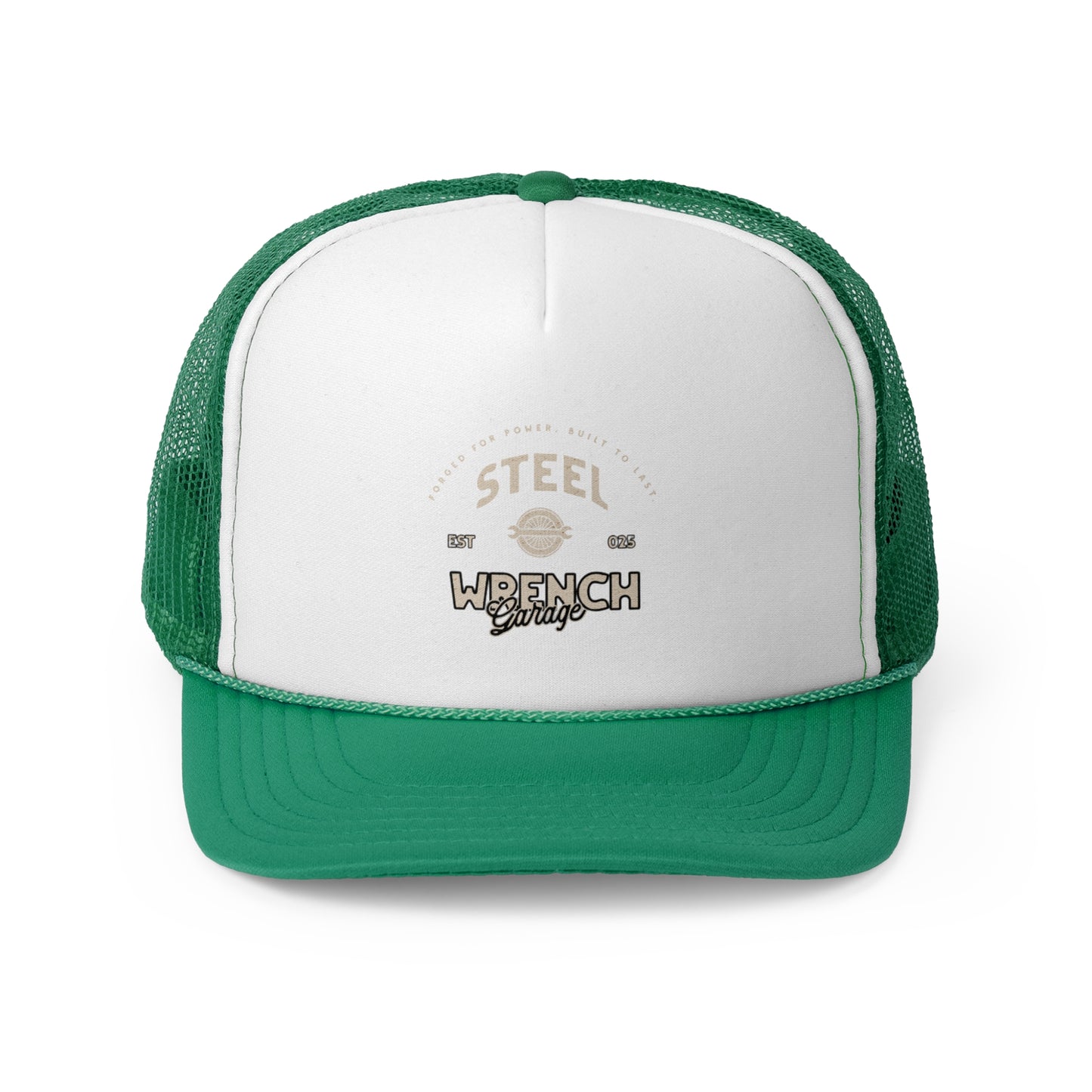 Vintage Wrench Garage Trucker Cap - Stylish Black and White Hat