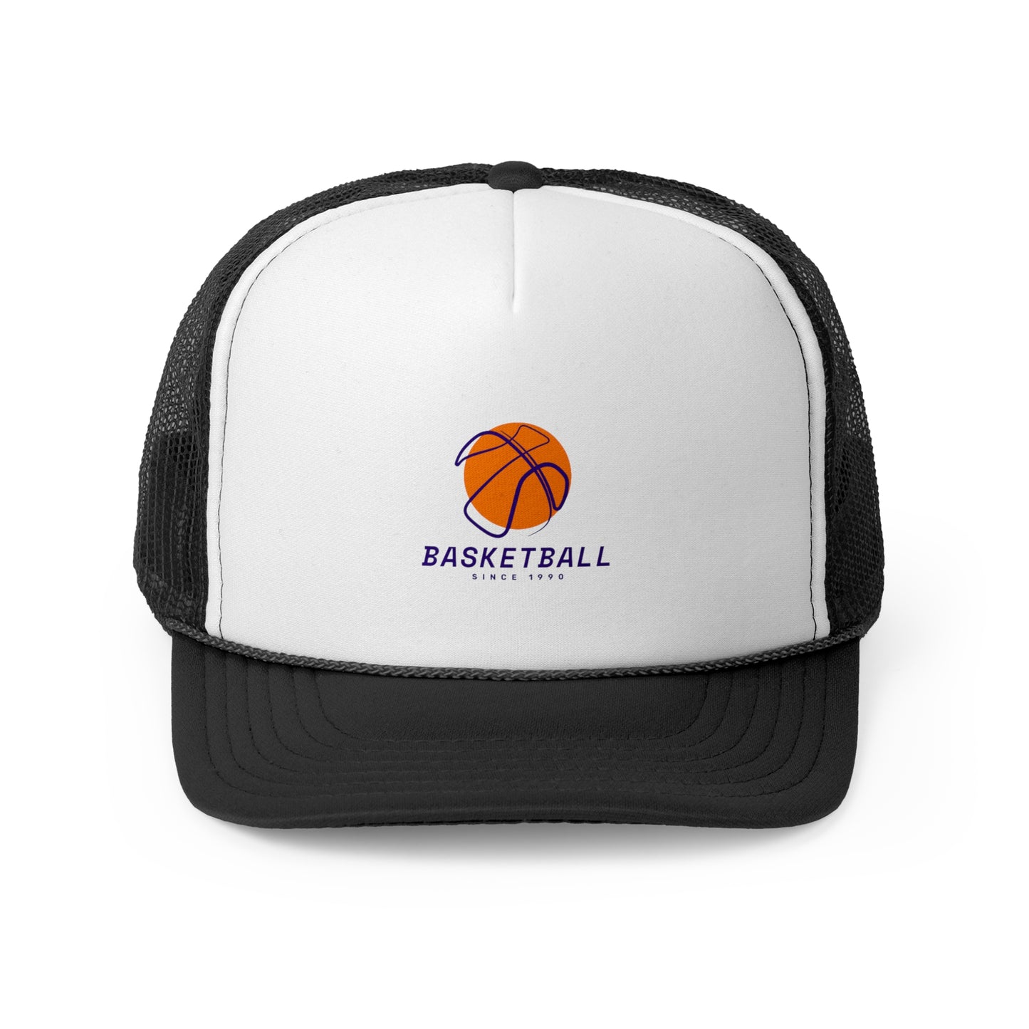 Basketball Trucker Cap - Sporty Mesh Hat with Basketball Graphic