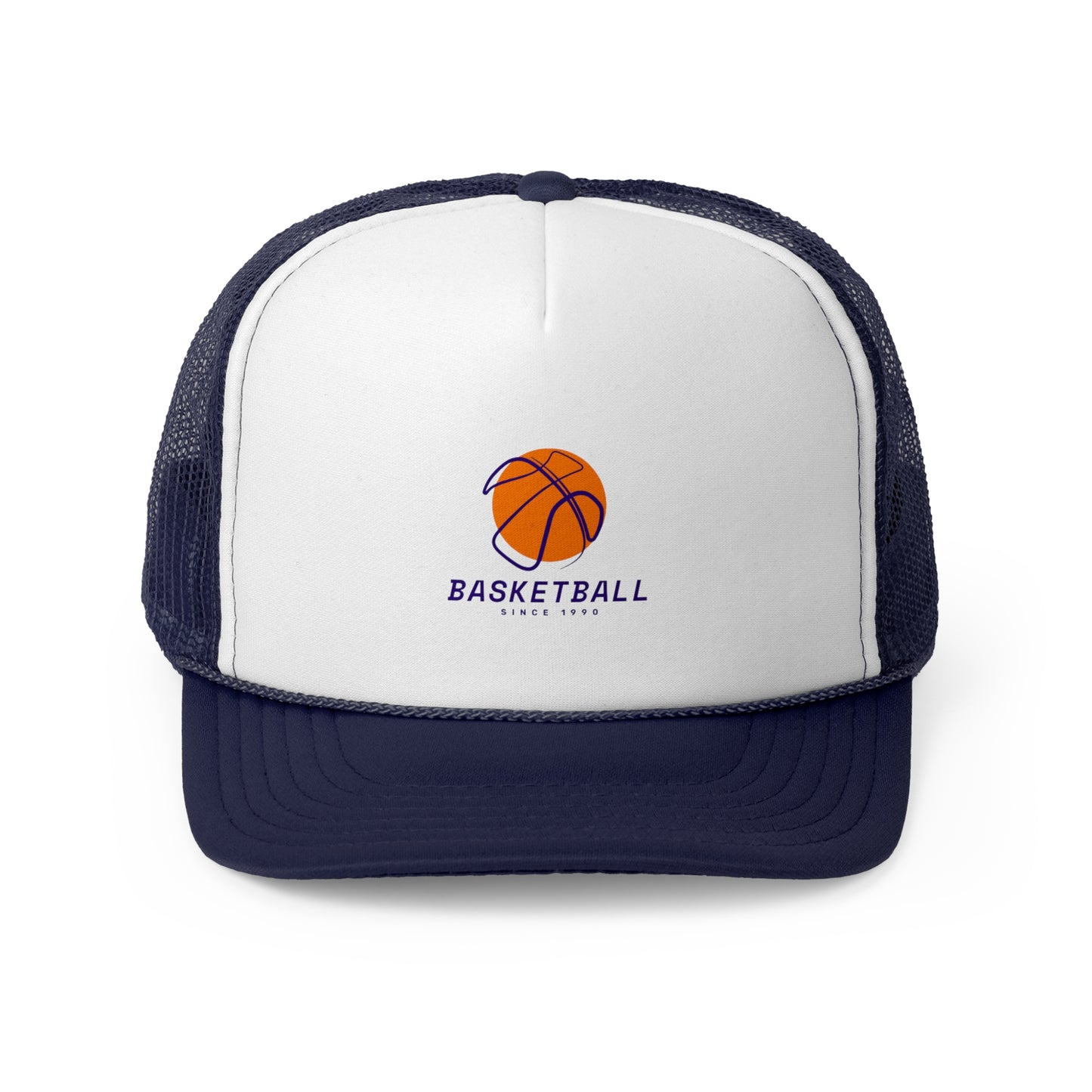Basketball Trucker Cap - Sporty Mesh Hat with Basketball Graphic