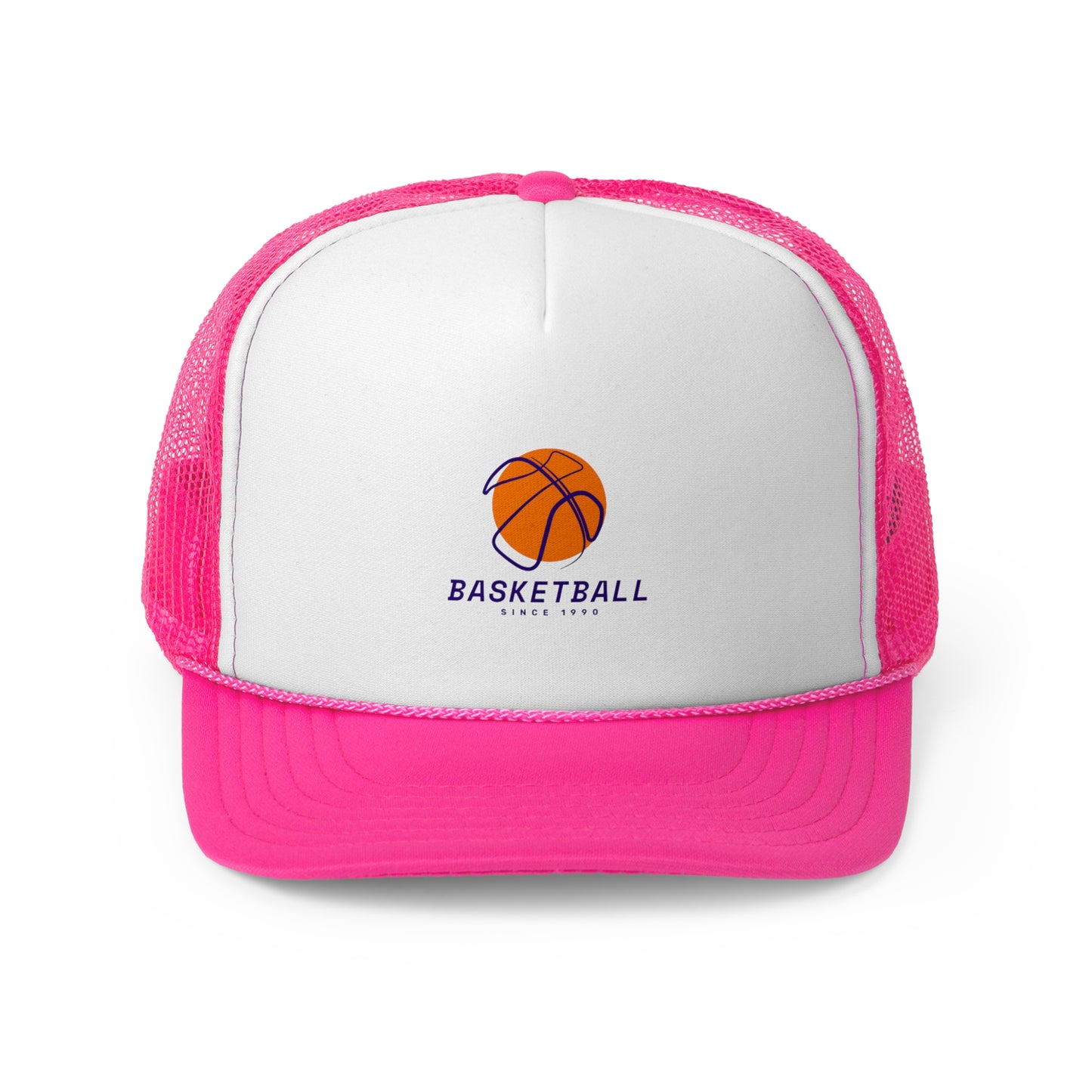 Basketball Trucker Cap - Sporty Mesh Hat with Basketball Graphic