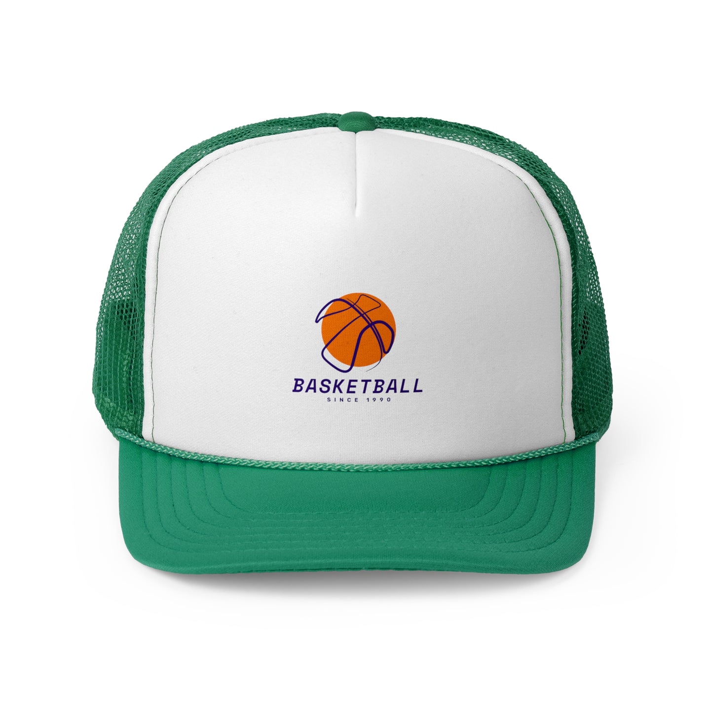 Basketball Trucker Cap - Sporty Mesh Hat with Basketball Graphic