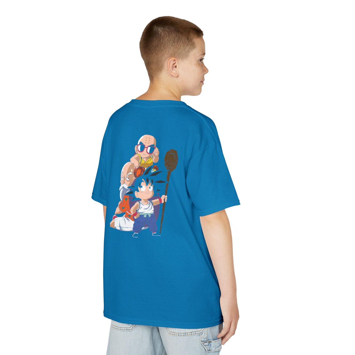 Kids Anime Character Tee - Fun Black Heavy Cotton T-Shirt for Young Fans