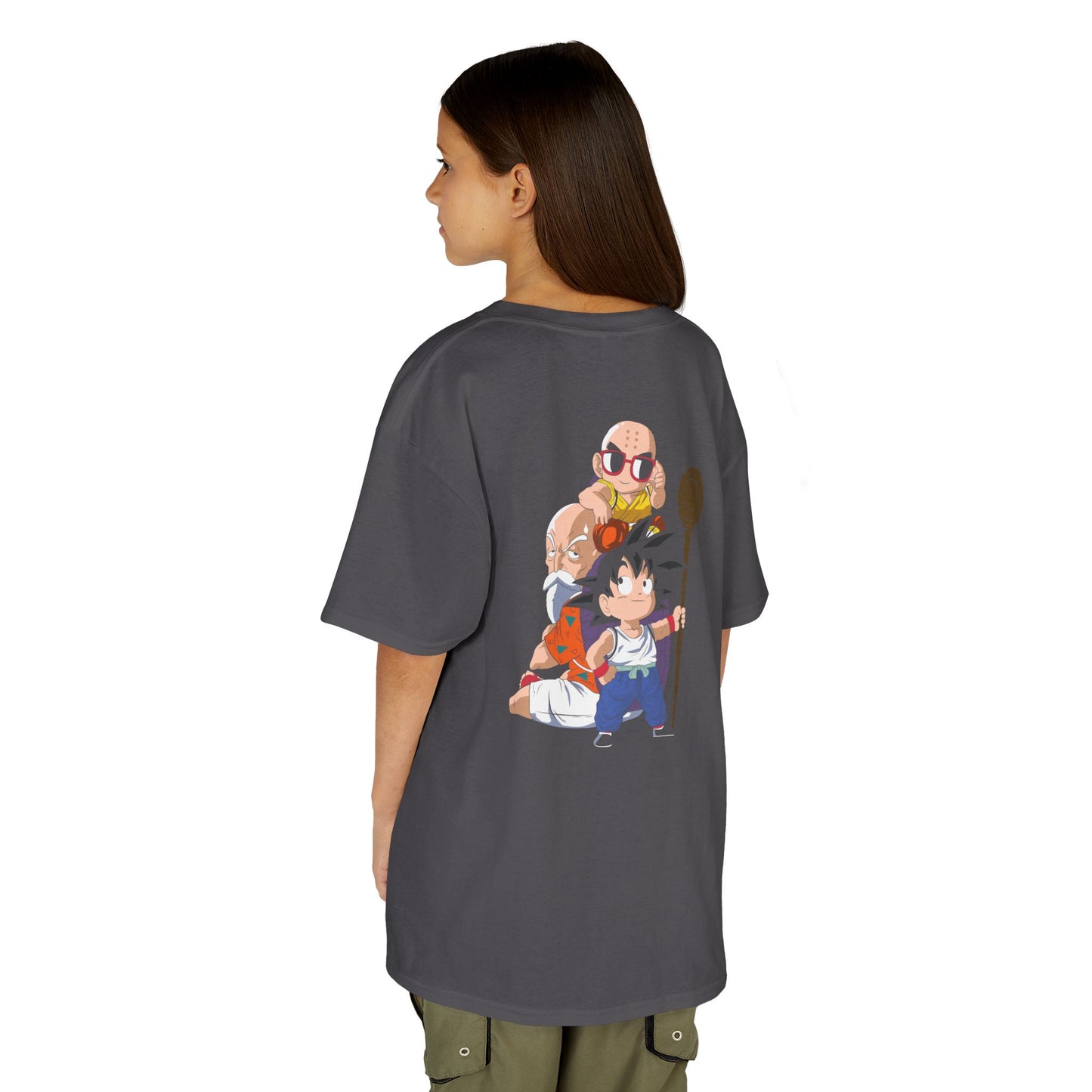 Kids Anime Character Tee - Fun Black Heavy Cotton T-Shirt for Young Fans