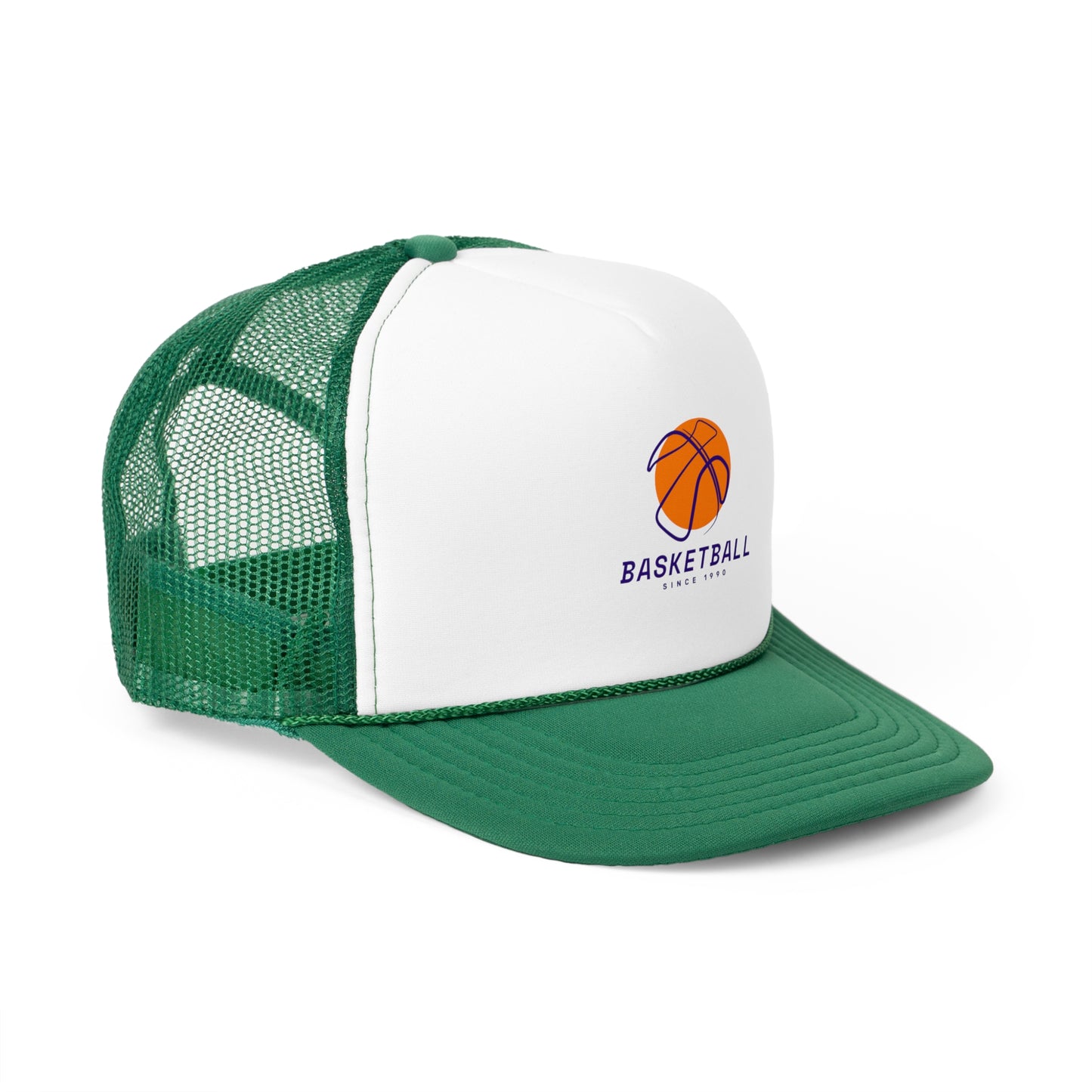Basketball Trucker Cap - Sporty Mesh Hat with Basketball Graphic