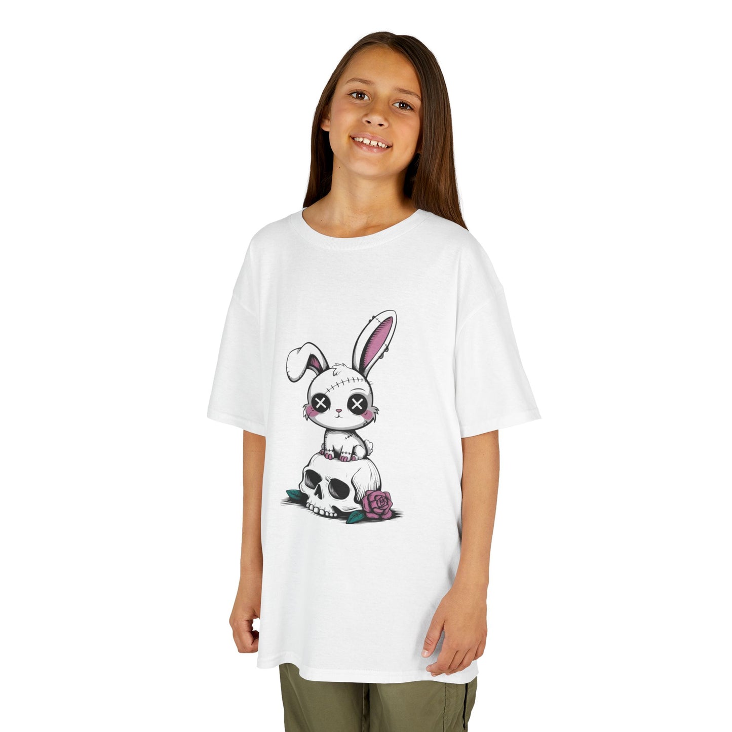 Cute Bunny Skull Kids Tee, Halloween Shirt, Kids T-Shirt, Unique Gift for Kids