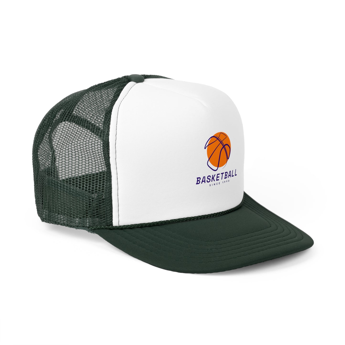 Basketball Trucker Cap - Sporty Mesh Hat with Basketball Graphic