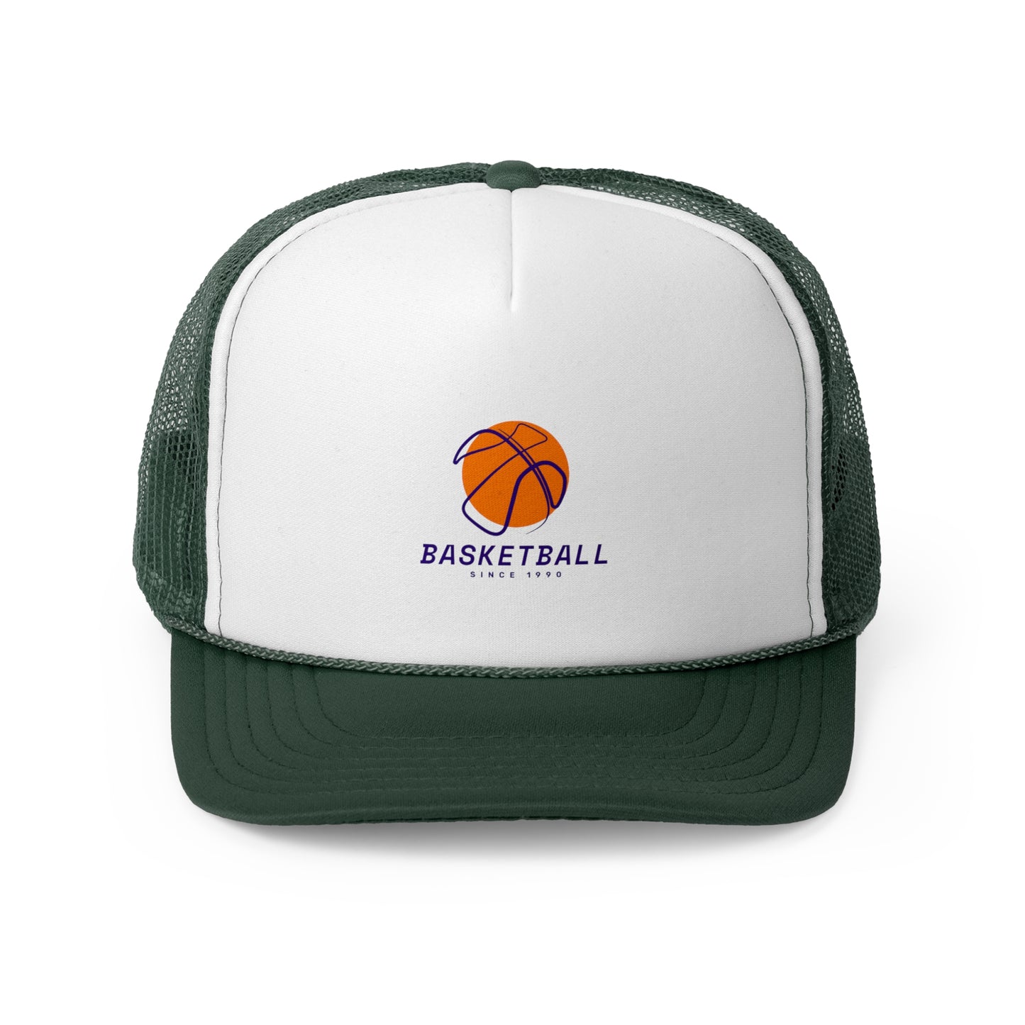 Basketball Trucker Cap - Sporty Mesh Hat with Basketball Graphic