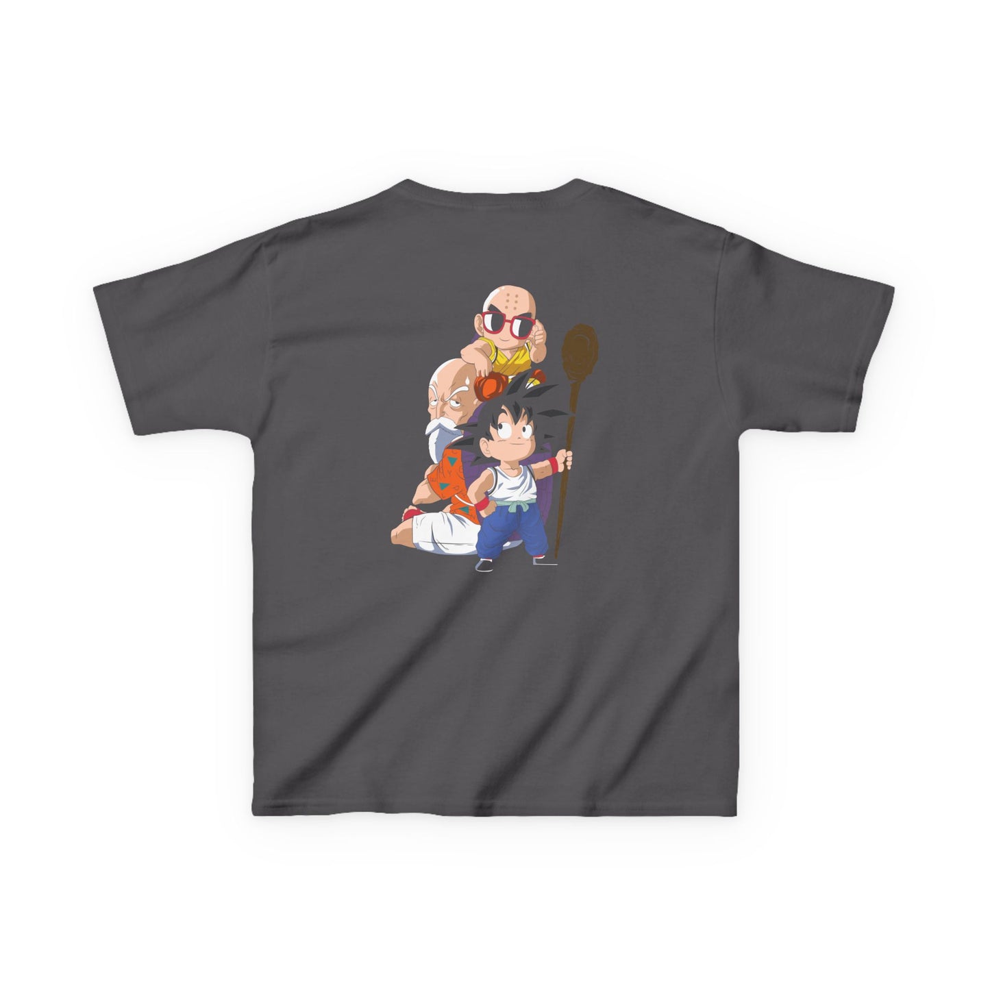 Kids Anime Character Tee - Fun Black Heavy Cotton T-Shirt for Young Fans
