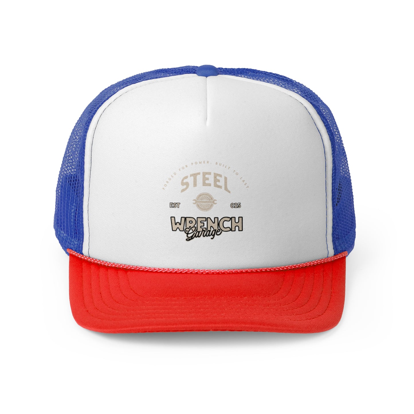 Vintage Wrench Garage Trucker Cap - Stylish Black and White Hat