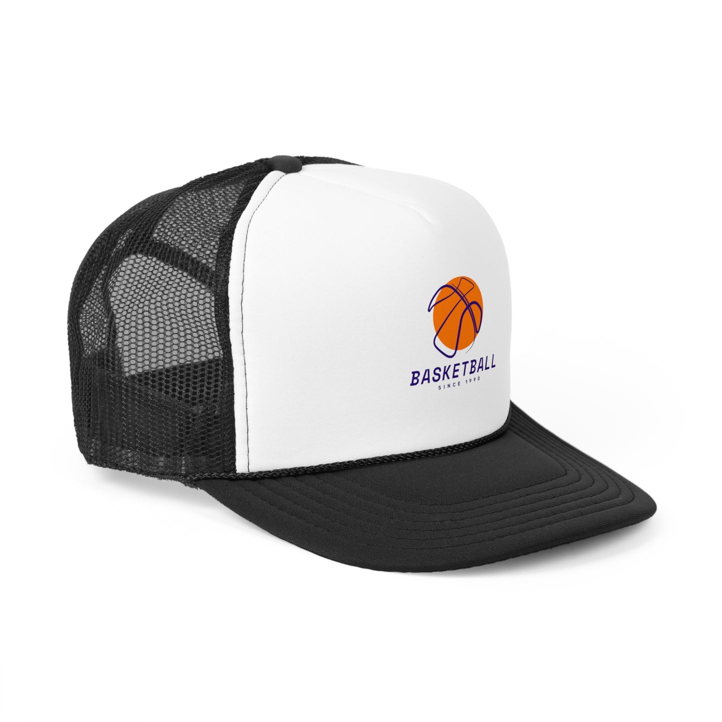 Basketball Trucker Cap - Sporty Mesh Hat with Basketball Graphic