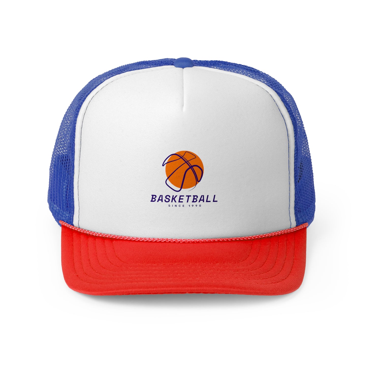 Basketball Trucker Cap - Sporty Mesh Hat with Basketball Graphic