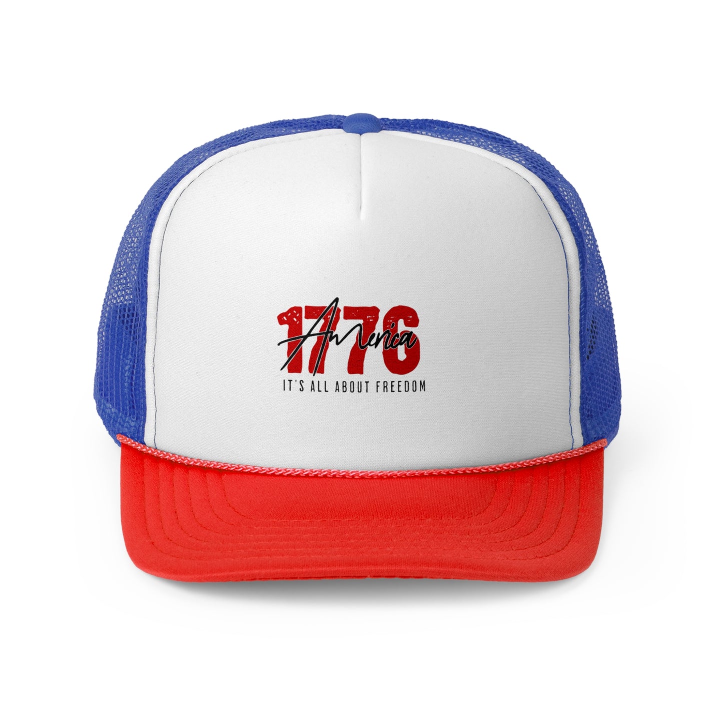 1776 Freedom Trucker Cap - Adjustable Mesh Hat for Patriotic Style