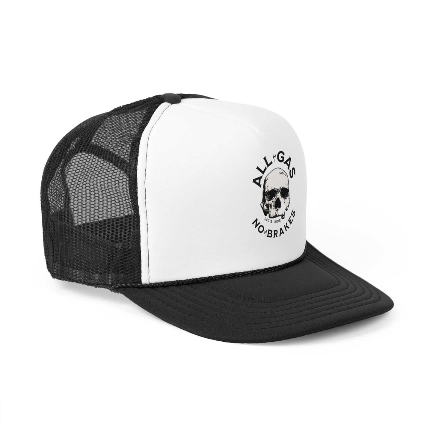 Motorbike Enthusiasts Trucker Cap - All Gas No Brakes Skull Design