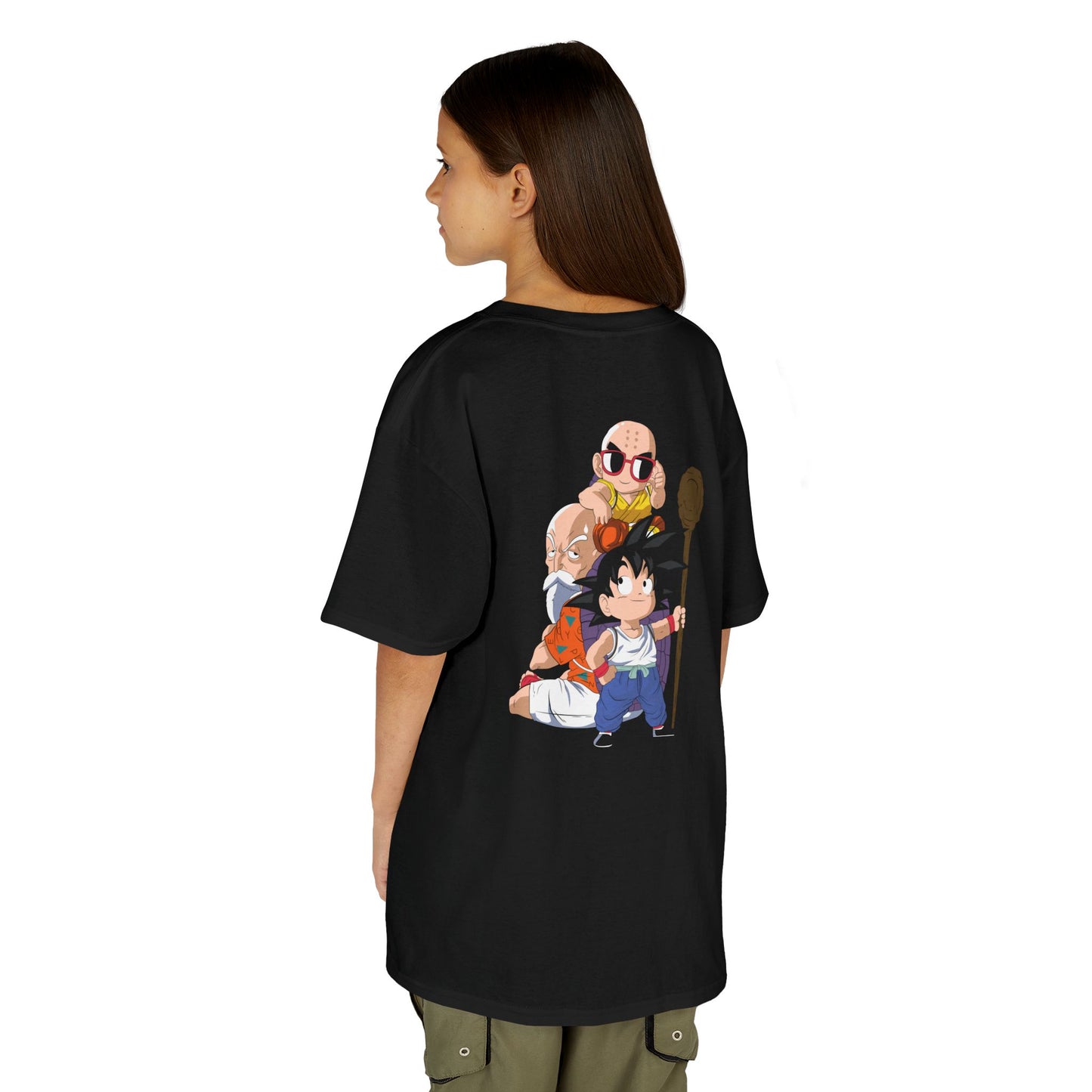 Kids Anime Character Tee - Fun Black Heavy Cotton T-Shirt for Young Fans