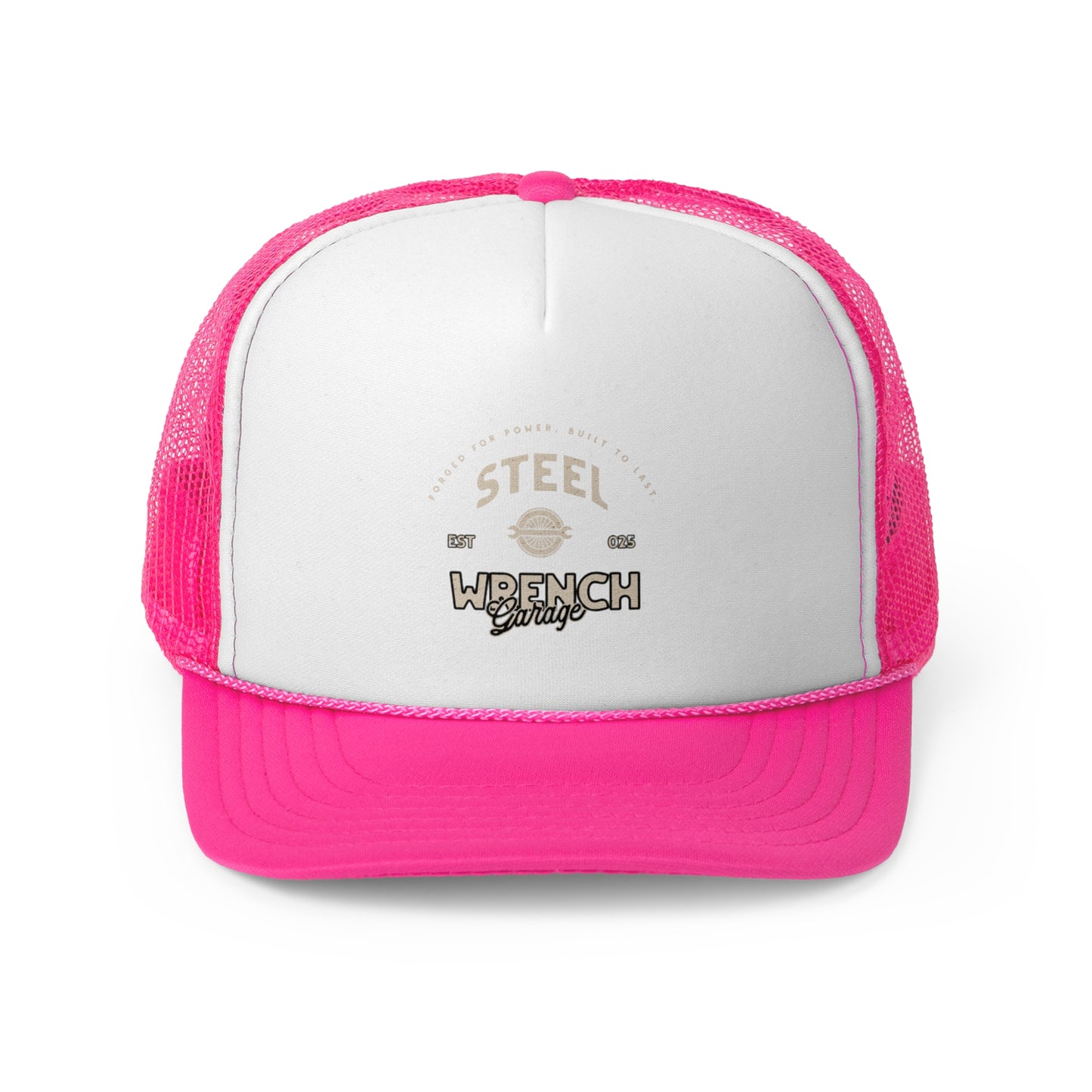 Vintage Wrench Garage Trucker Cap - Stylish Black and White Hat