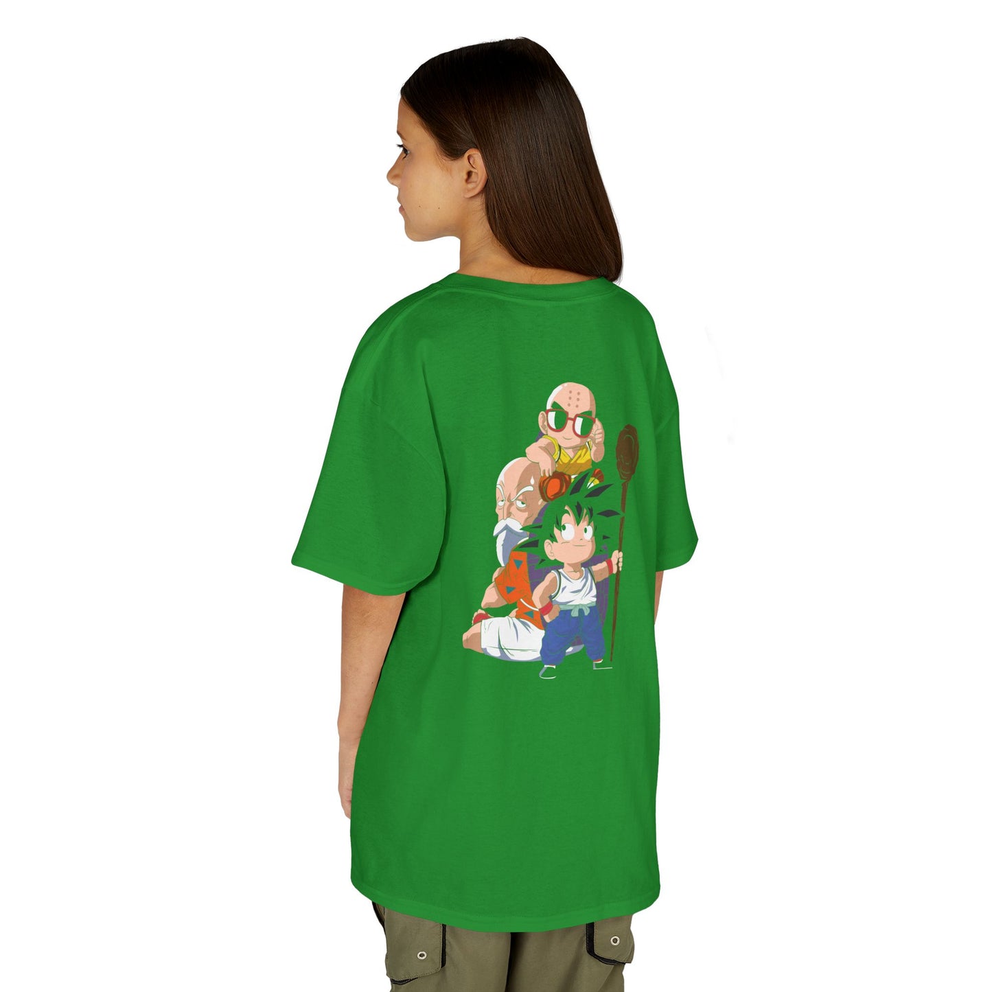 Kids Anime Character Tee - Fun Black Heavy Cotton T-Shirt for Young Fans