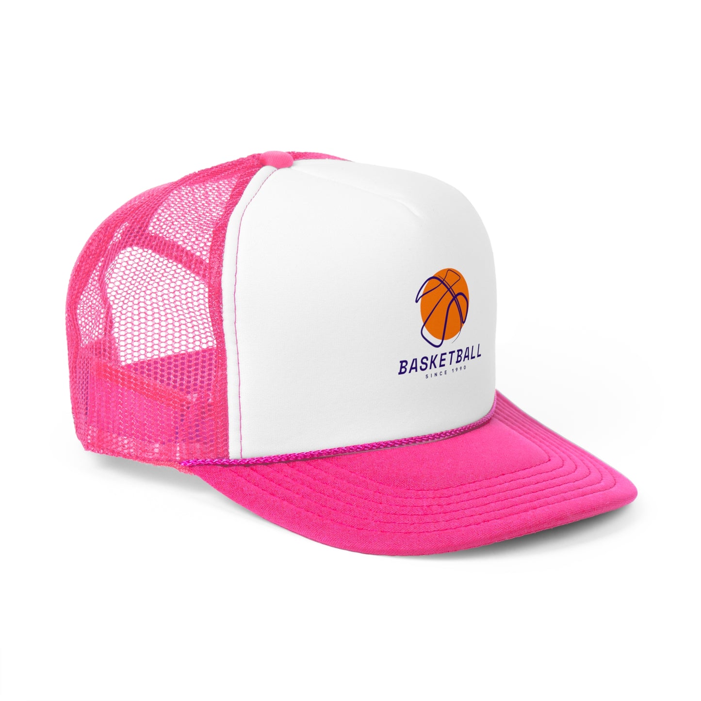 Basketball Trucker Cap - Sporty Mesh Hat with Basketball Graphic