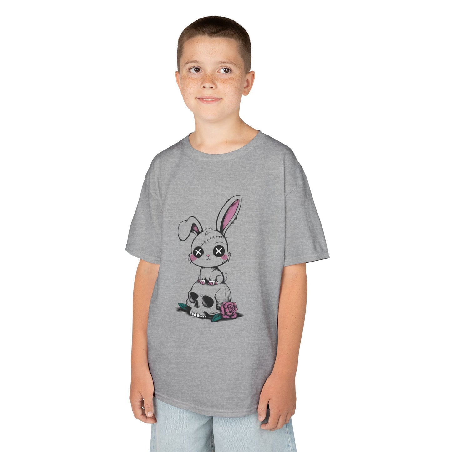 Cute Bunny Skull Kids Tee, Halloween Shirt, Kids T-Shirt, Unique Gift for Kids