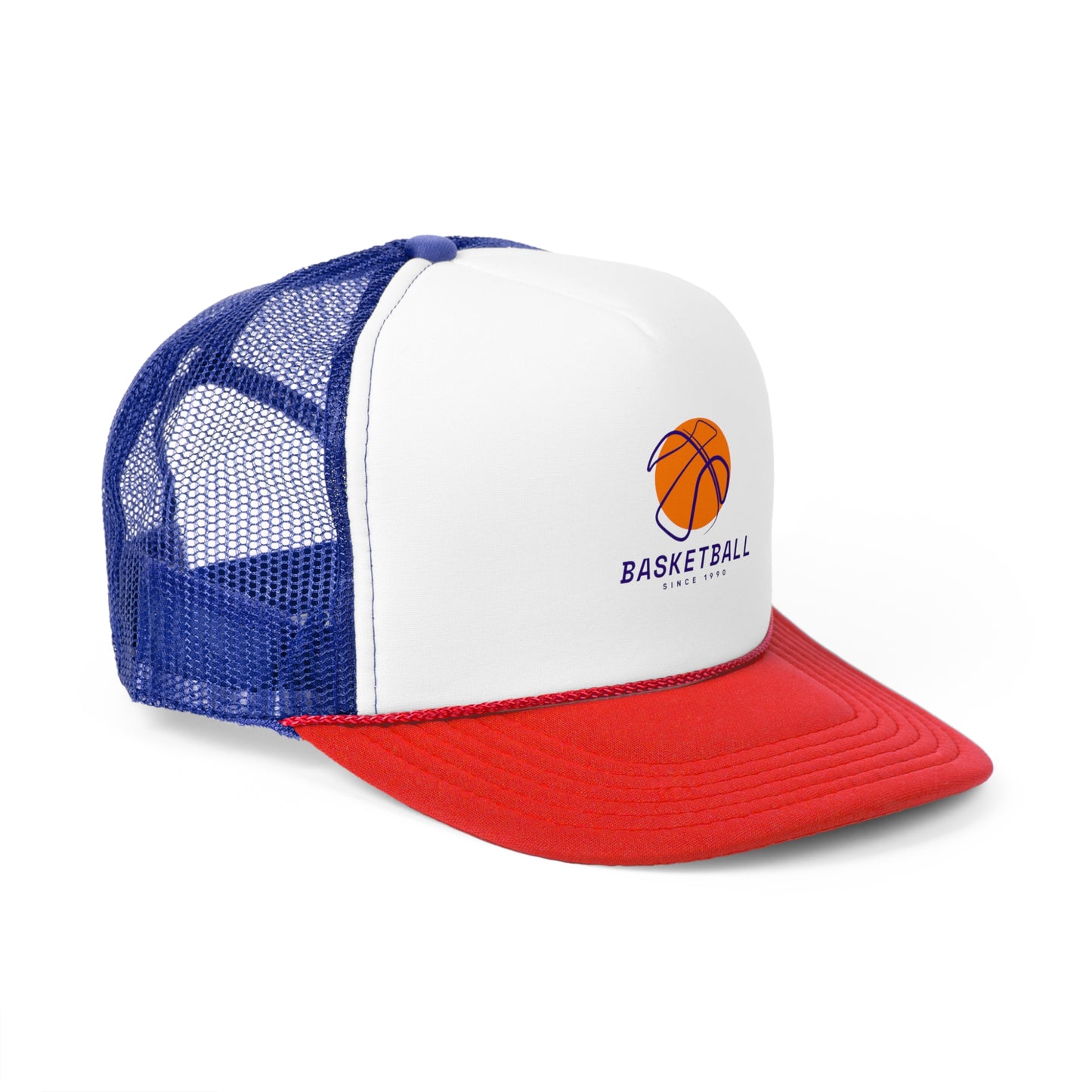 Basketball Trucker Cap - Sporty Mesh Hat with Basketball Graphic
