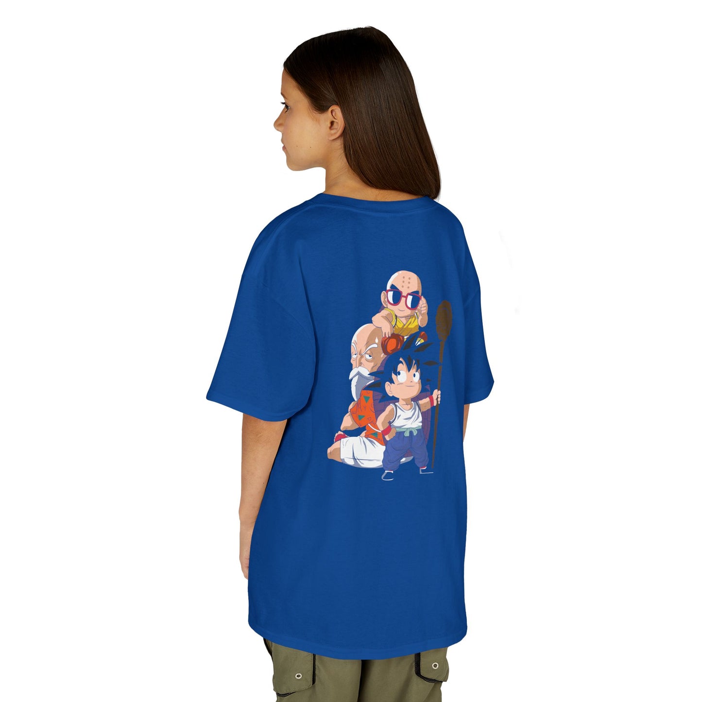 Kids Anime Character Tee - Fun Black Heavy Cotton T-Shirt for Young Fans