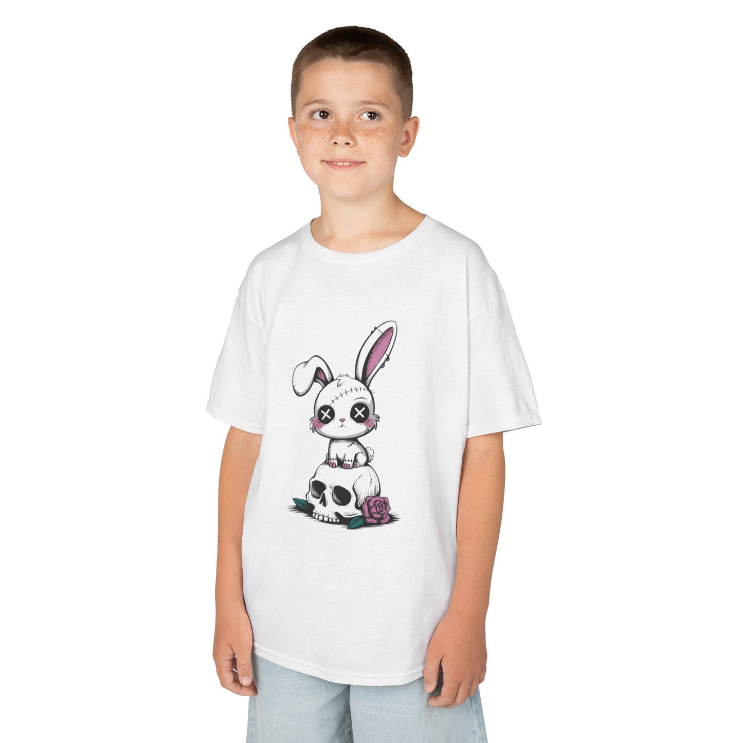 Cute Bunny Skull Kids Tee, Halloween Shirt, Kids T-Shirt, Unique Gift for Kids