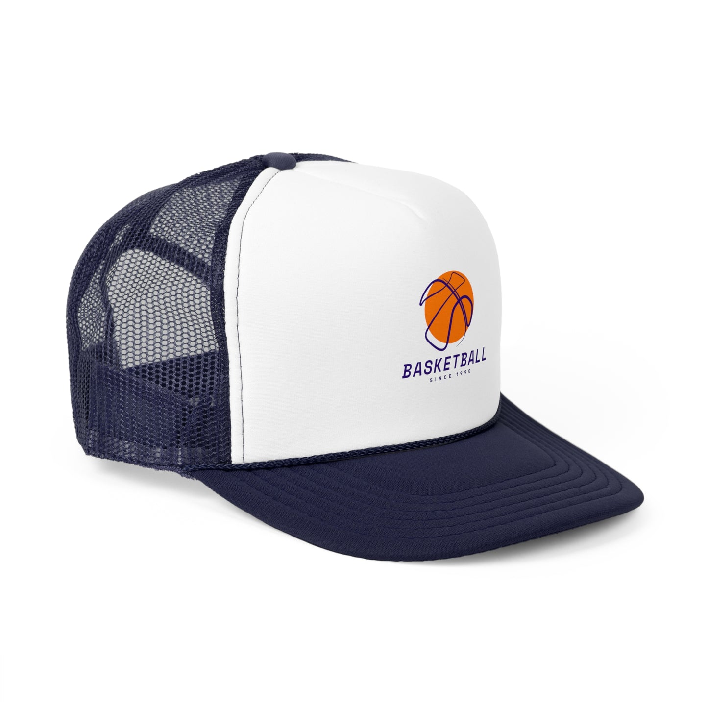 Basketball Trucker Cap - Sporty Mesh Hat with Basketball Graphic