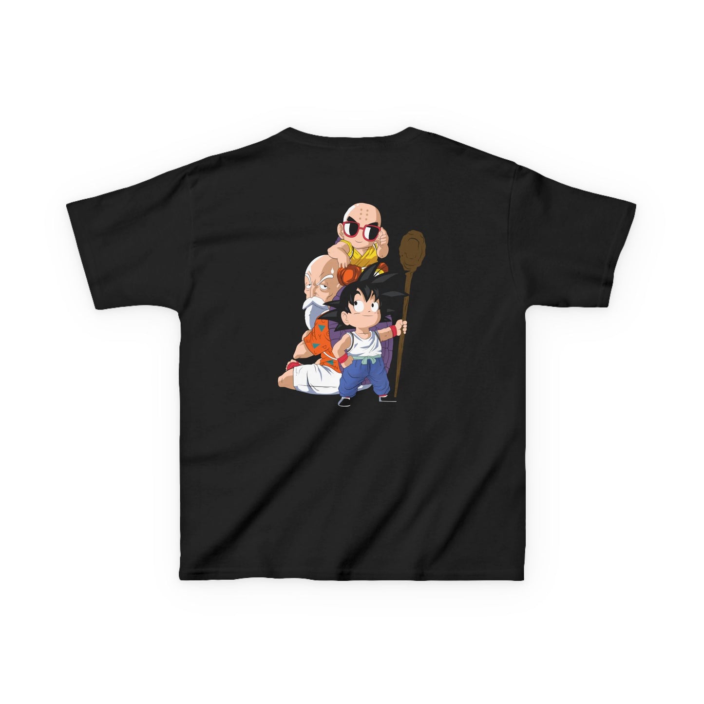 Kids Anime Character Tee - Fun Black Heavy Cotton T-Shirt for Young Fans