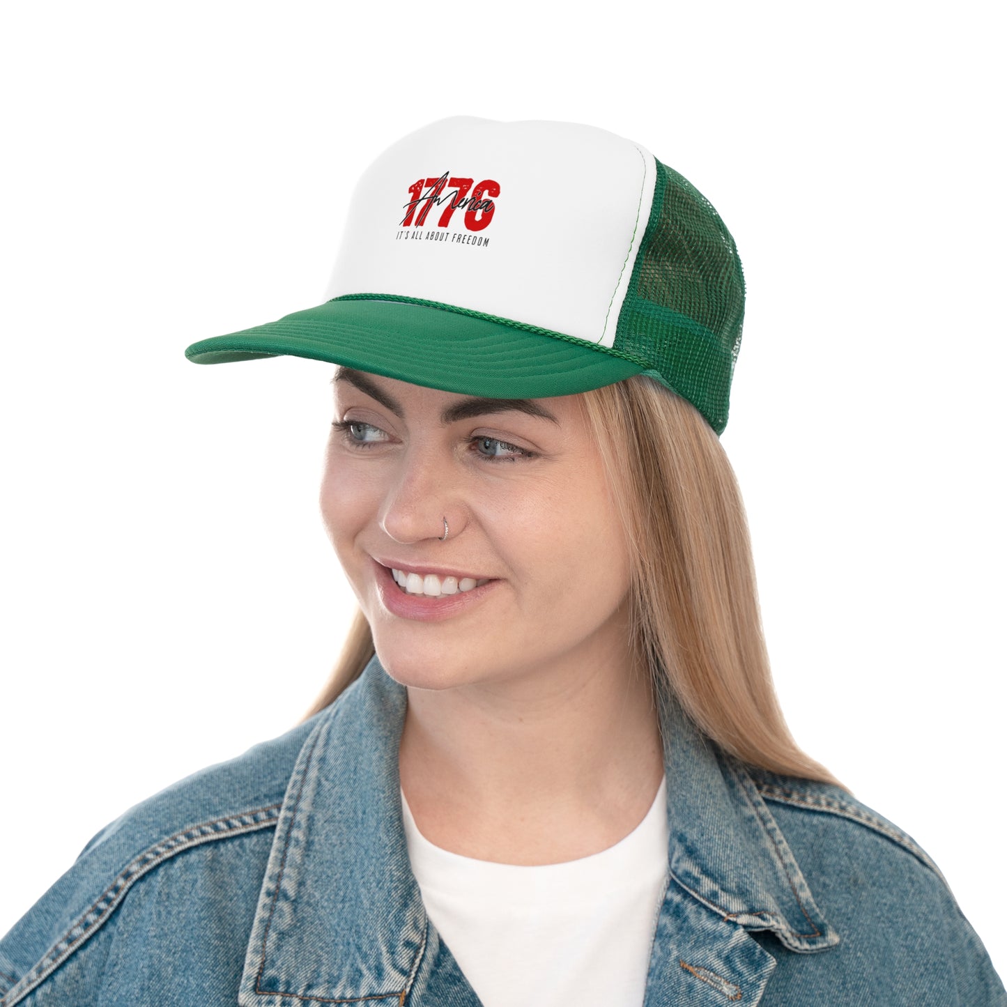 1776 Freedom Trucker Cap - Adjustable Mesh Hat for Patriotic Style