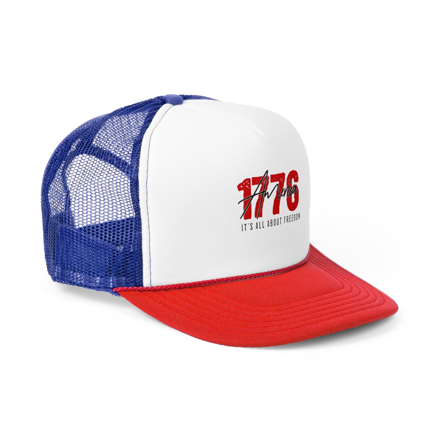 1776 Freedom Trucker Cap - Adjustable Mesh Hat for Patriotic Style
