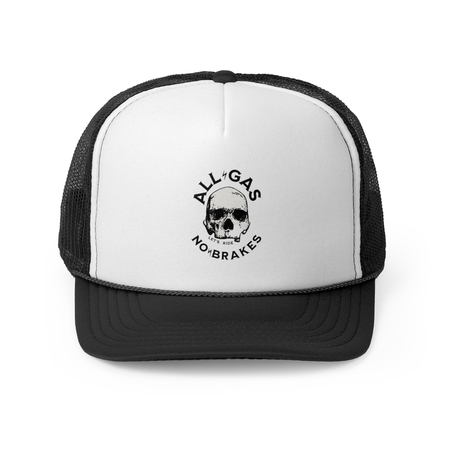 Motorbike Enthusiasts Trucker Cap - All Gas No Brakes Skull Design