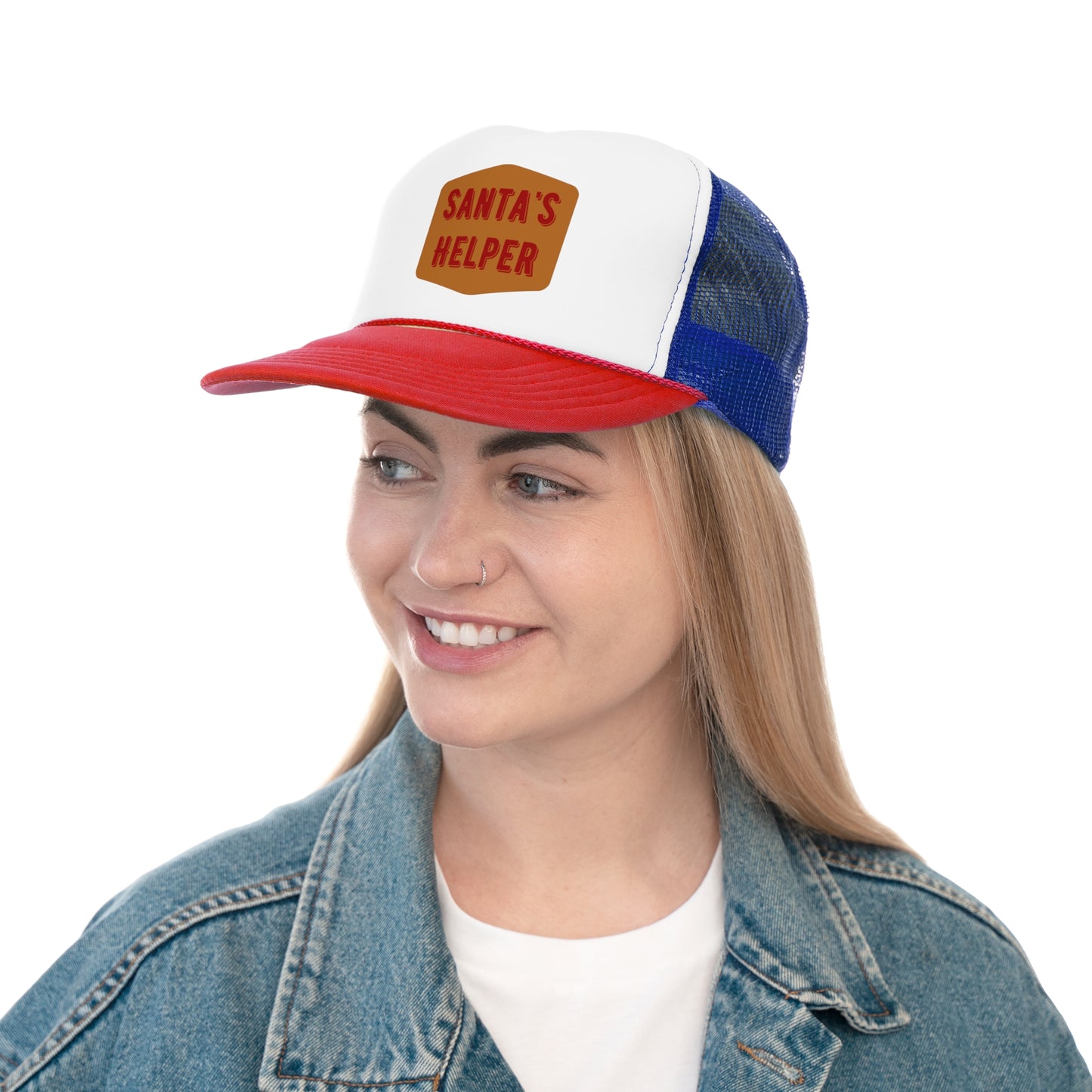 Santa's Helper Trucker Cap - Festive Holiday Hat for Christmas Celebrations