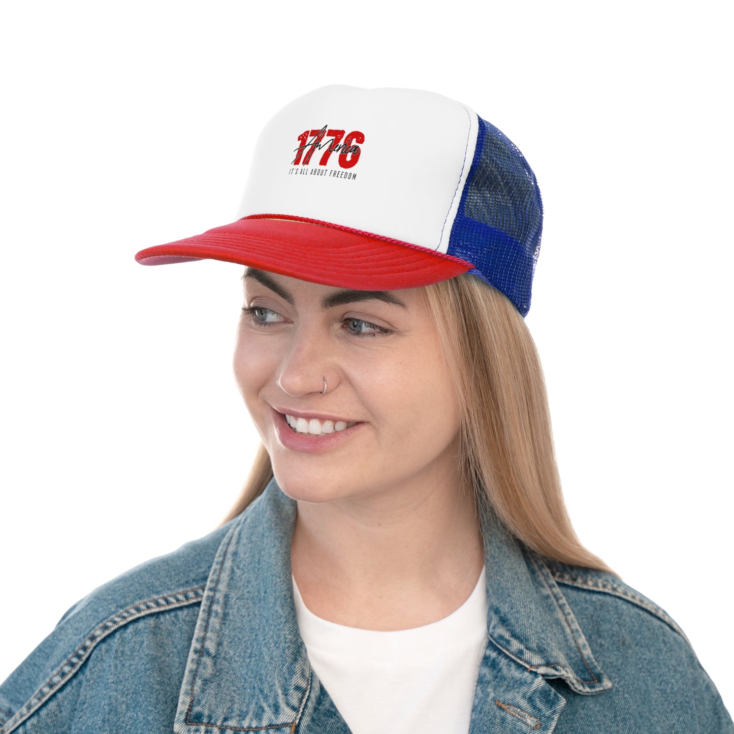 1776 Freedom Trucker Cap - Adjustable Mesh Hat for Patriotic Style